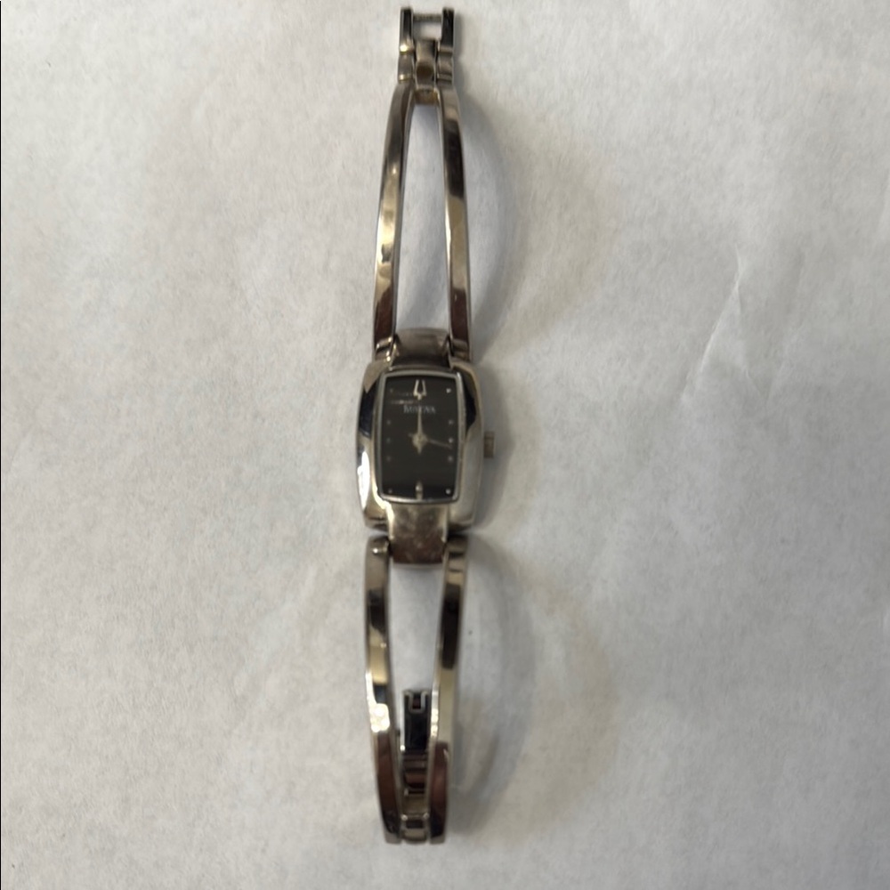 Bulova Silver and Black Women's Watch, needs battery